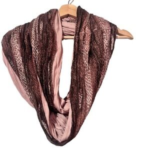 Chan Luu Two Toned brown Snake Pattern infinity Scarf 84'' x‎ 19''